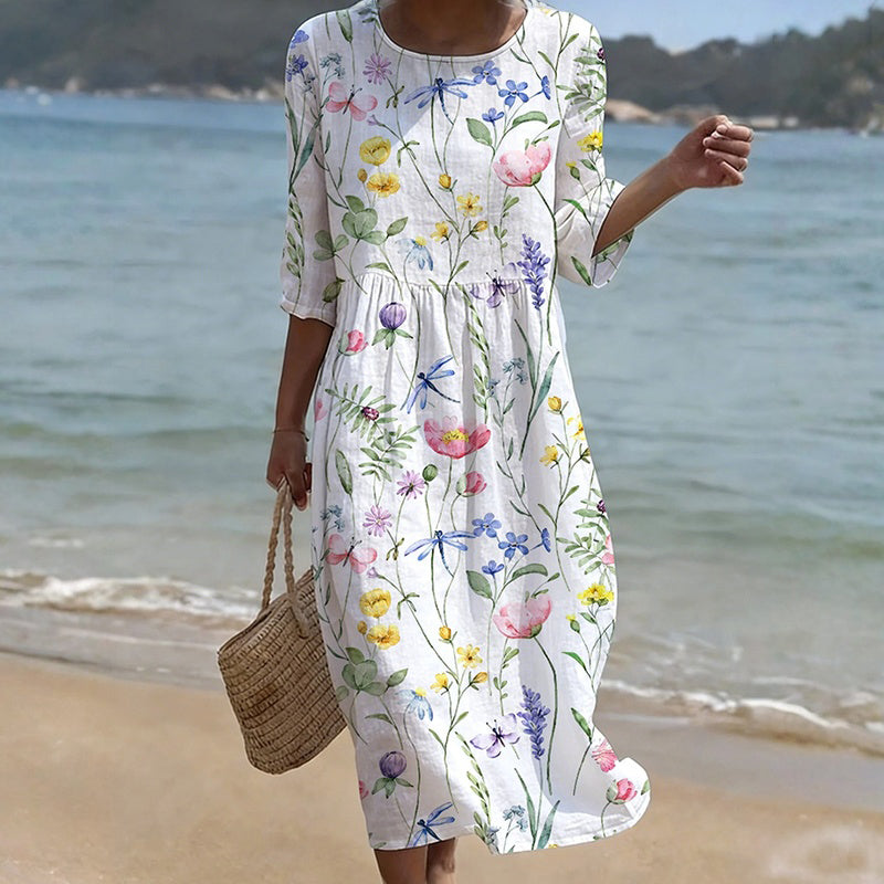 Odelia wildflower print midi dress, front view