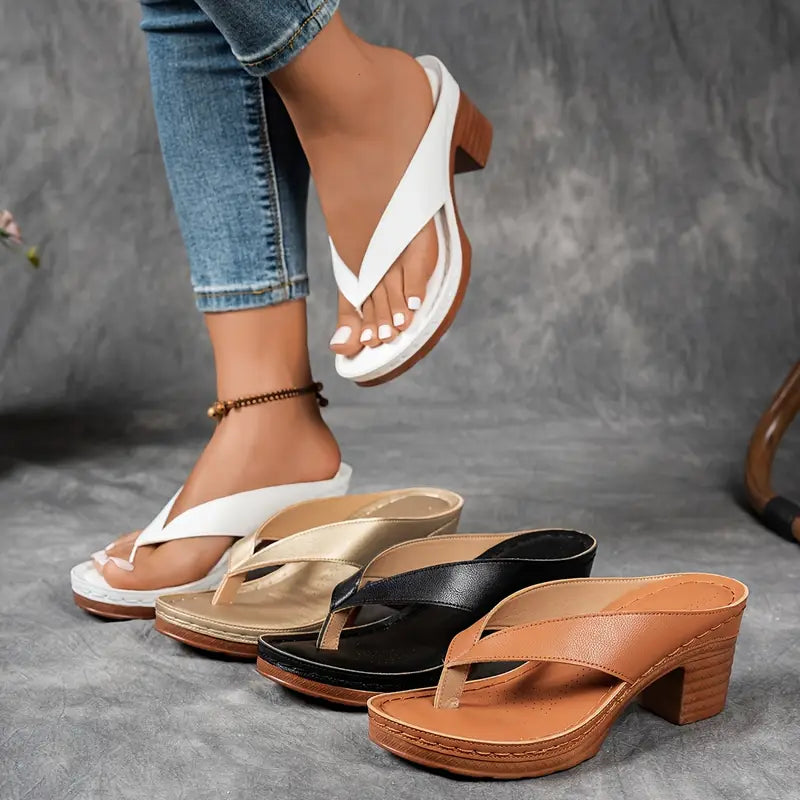 Colette block heel toe-post sandals