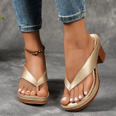 Colette block heel toe-post sandals