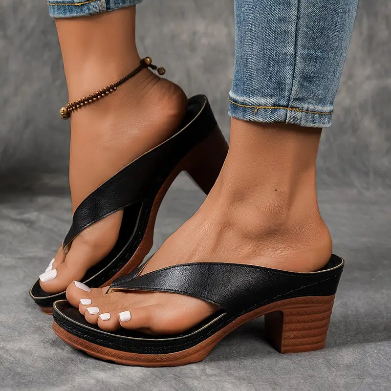 Colette block heel toe-post sandals
