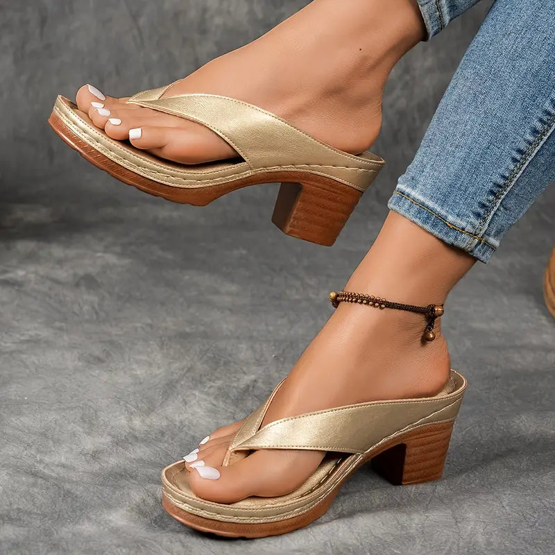 Colette block heel toe-post sandals