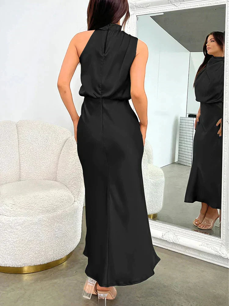 Elaria | Women's Elegant Halter Neck Spaghetti Strap Midi Dress
