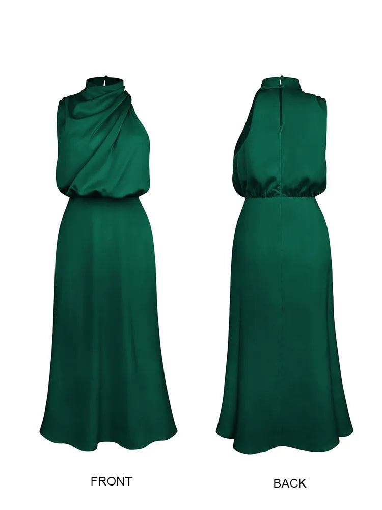 Elaria | Women's Elegant Halter Neck Spaghetti Strap Midi Dress