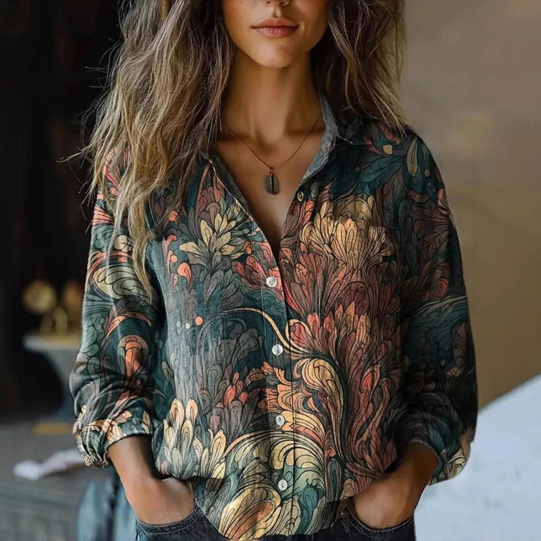 Alaiya | Beautiful And Relaxed Boho Floral Button-Up Blouse