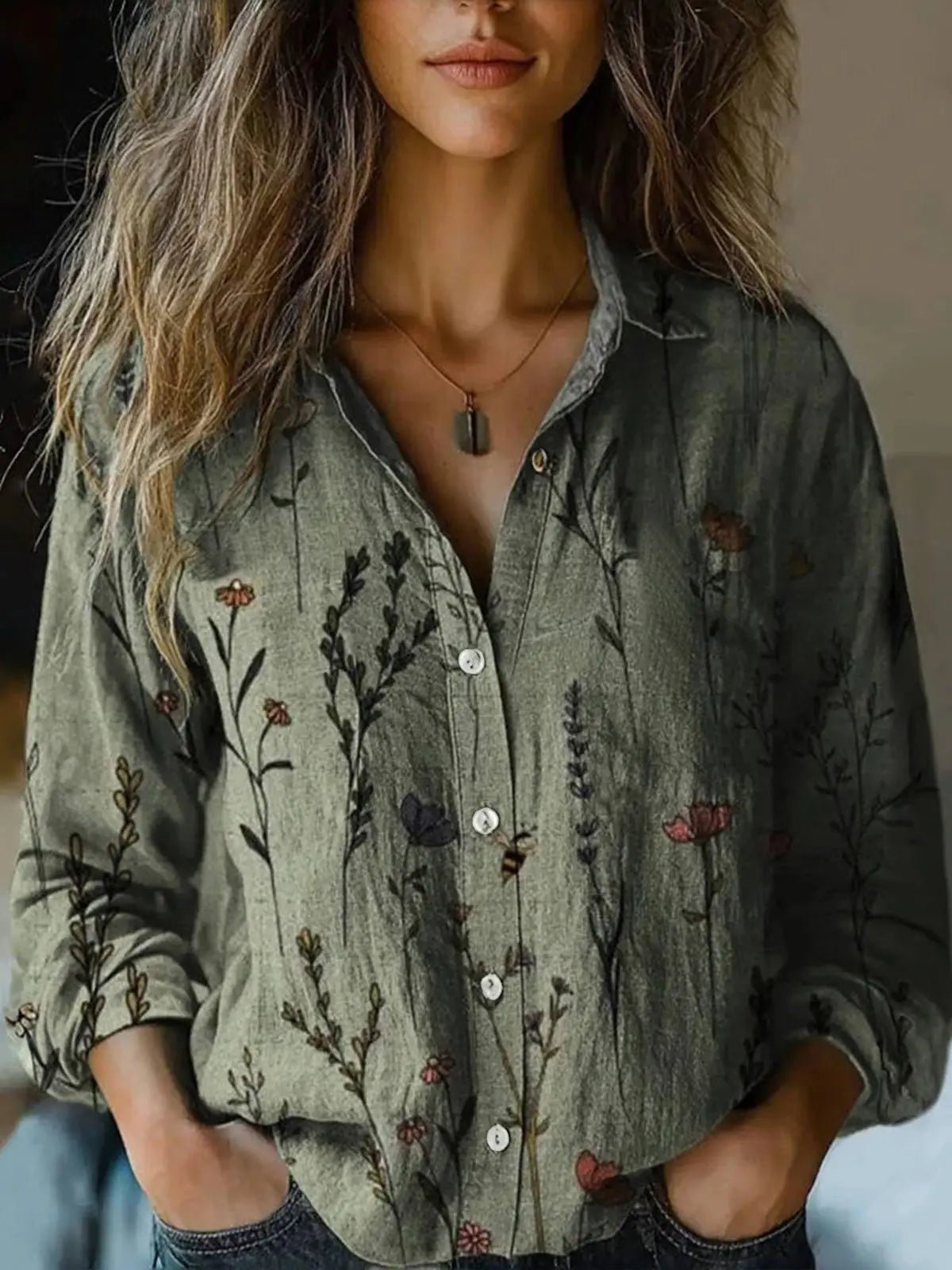 Alaiya | Beautiful And Relaxed Boho Floral Button-Up Blouse