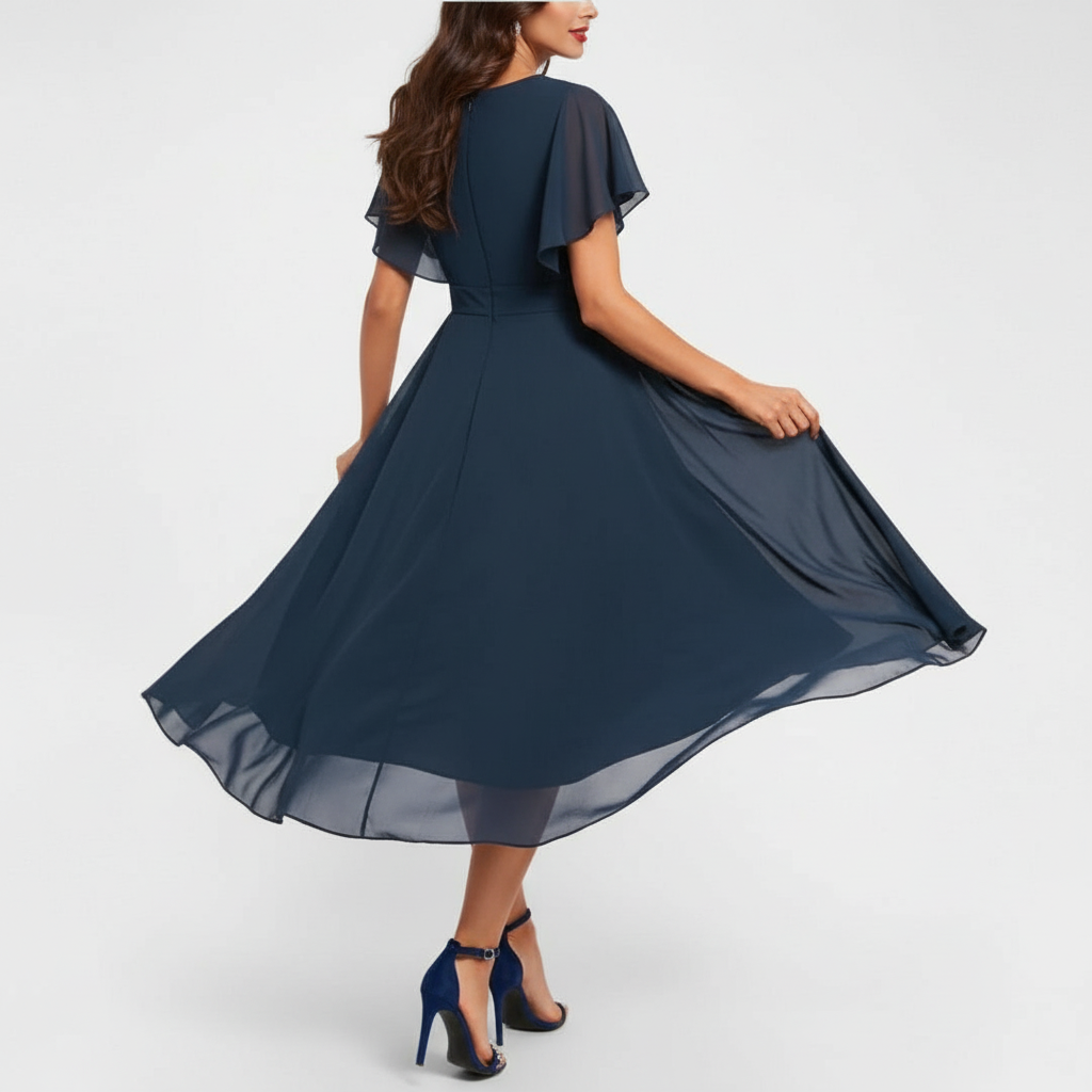 Juliana | Elegant And Flattering V-Neck Midi Dress