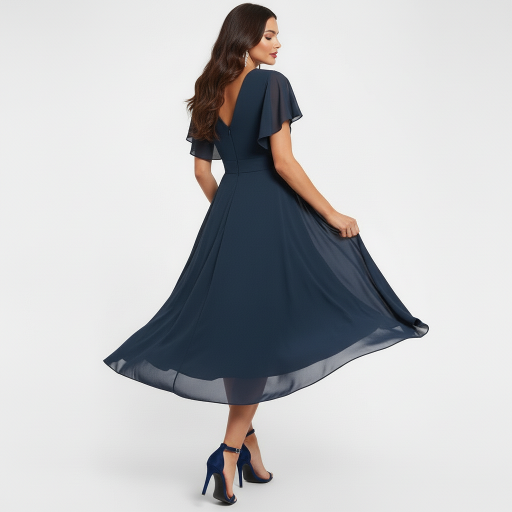 Juliana | Elegant And Flattering V-Neck Midi Dress