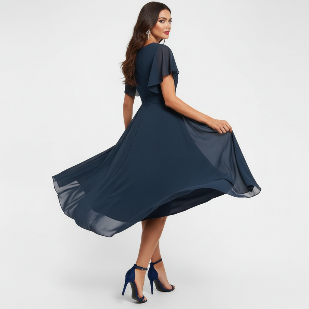 Juliana | Elegant And Flattering V-Neck Midi Dress