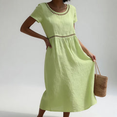 Rosemary cut-out trim midi dress in Light Green