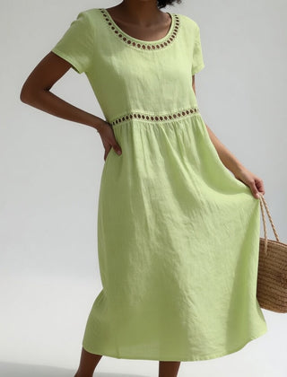 Rosemary cut-out trim midi dress in Light Green