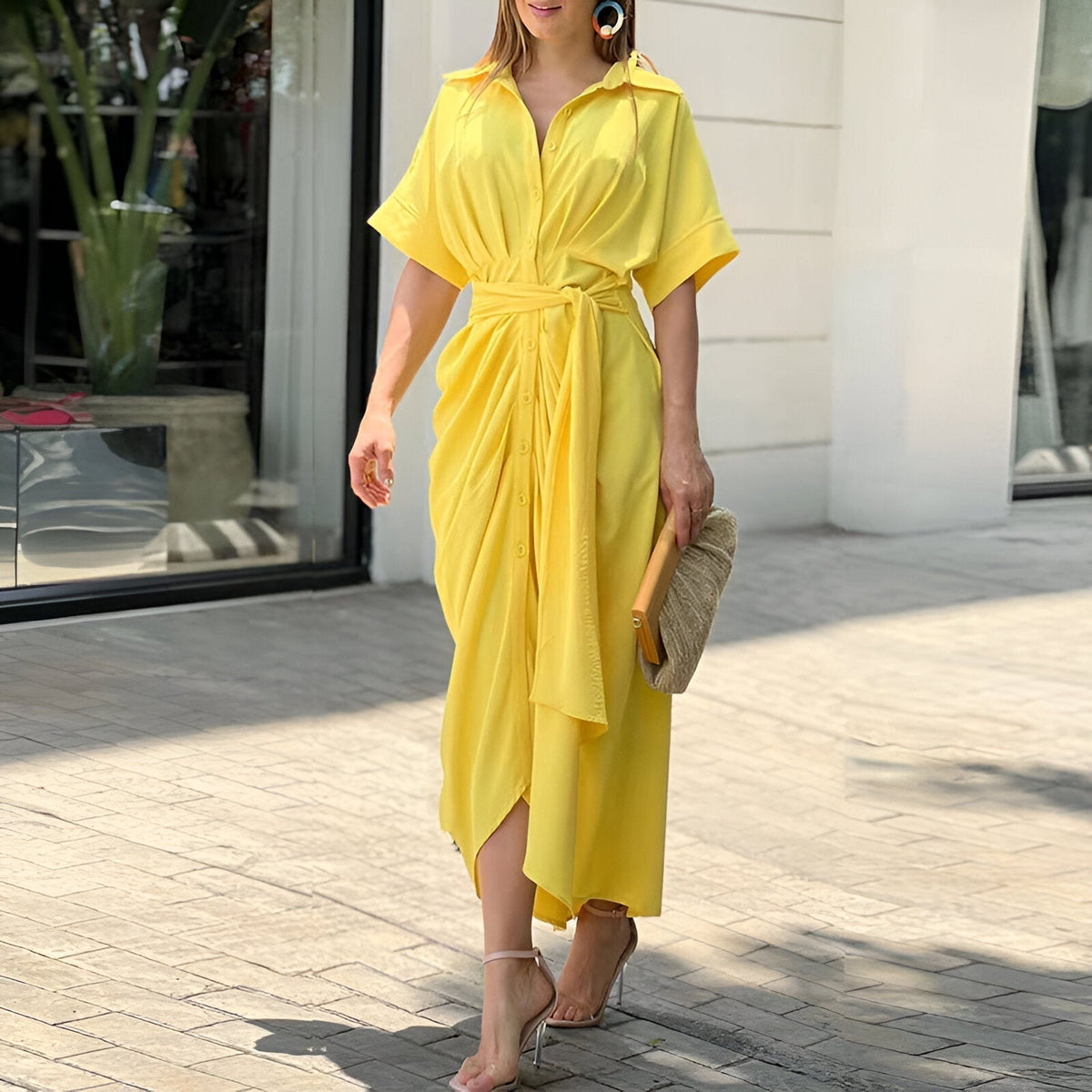 Mariselle | Women's Belted Elegant Midi Dress