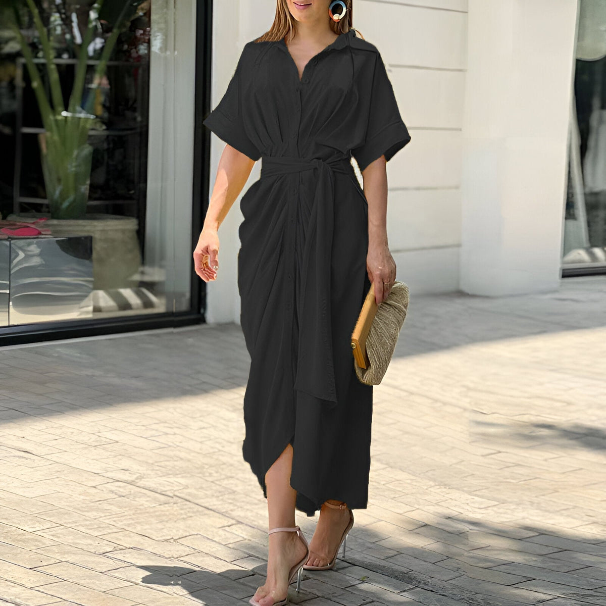 Mariselle | Women's Belted Elegant Midi Dress