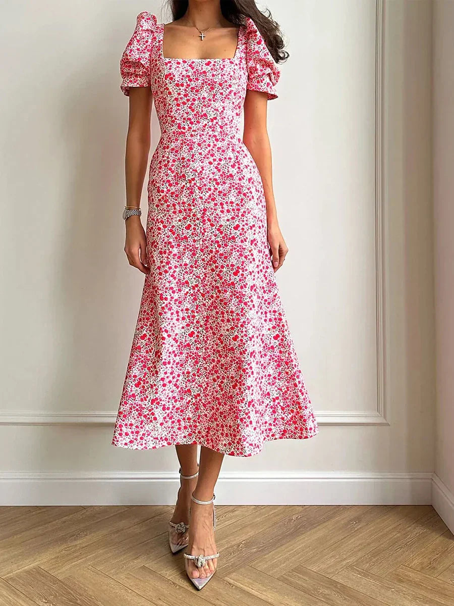 Lunessa | Women's Square Neck Summer Midi Dress