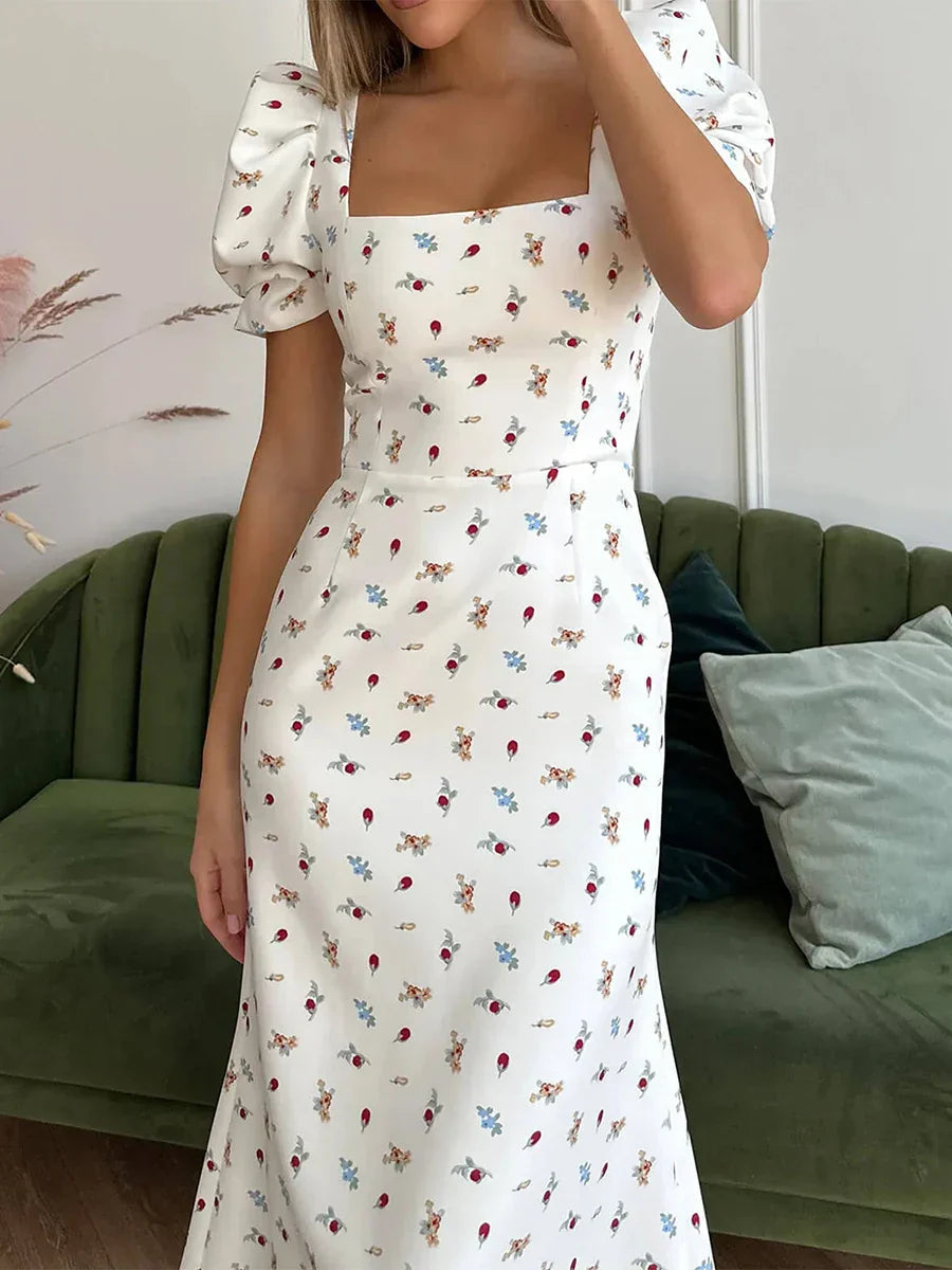 Lunessa | Women's Square Neck Summer Midi Dress