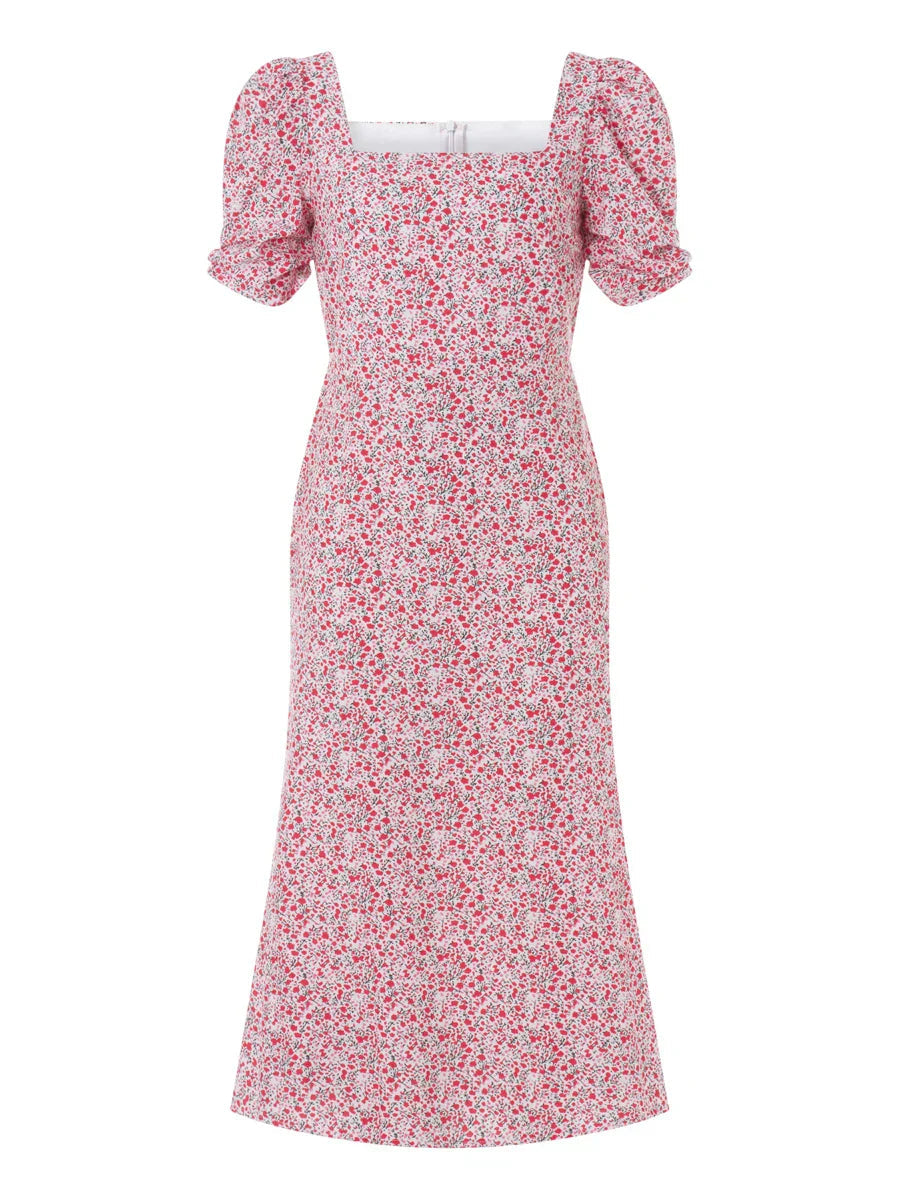Lunessa | Women's Square Neck Summer Midi Dress