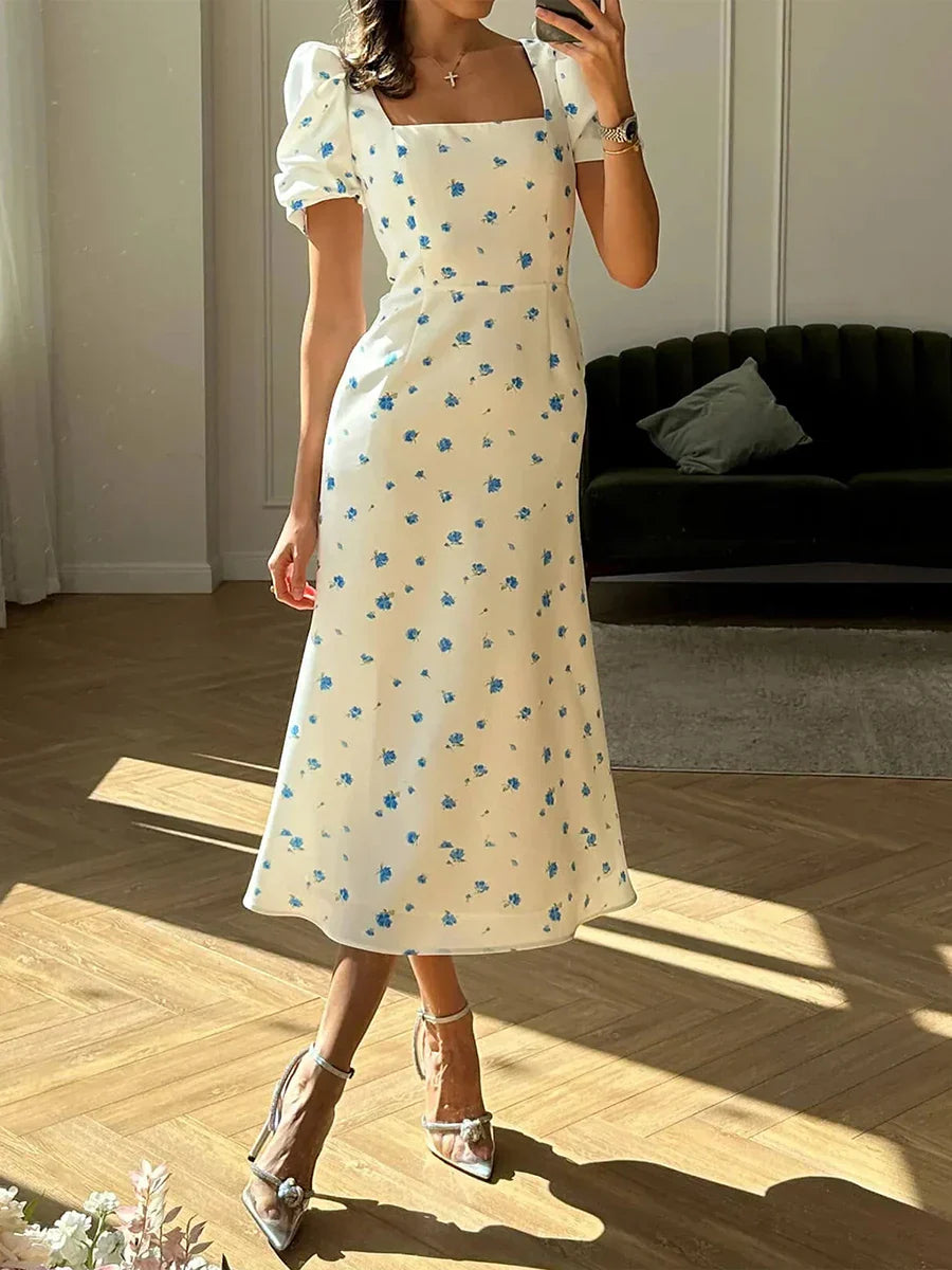 Lunessa | Women's Square Neck Summer Midi Dress