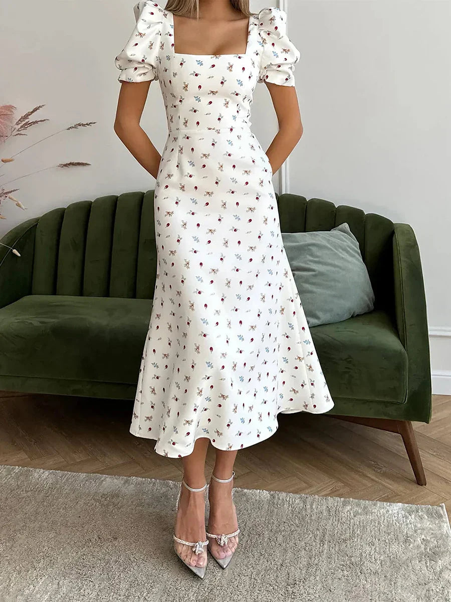 Lunessa | Women's Square Neck Summer Midi Dress