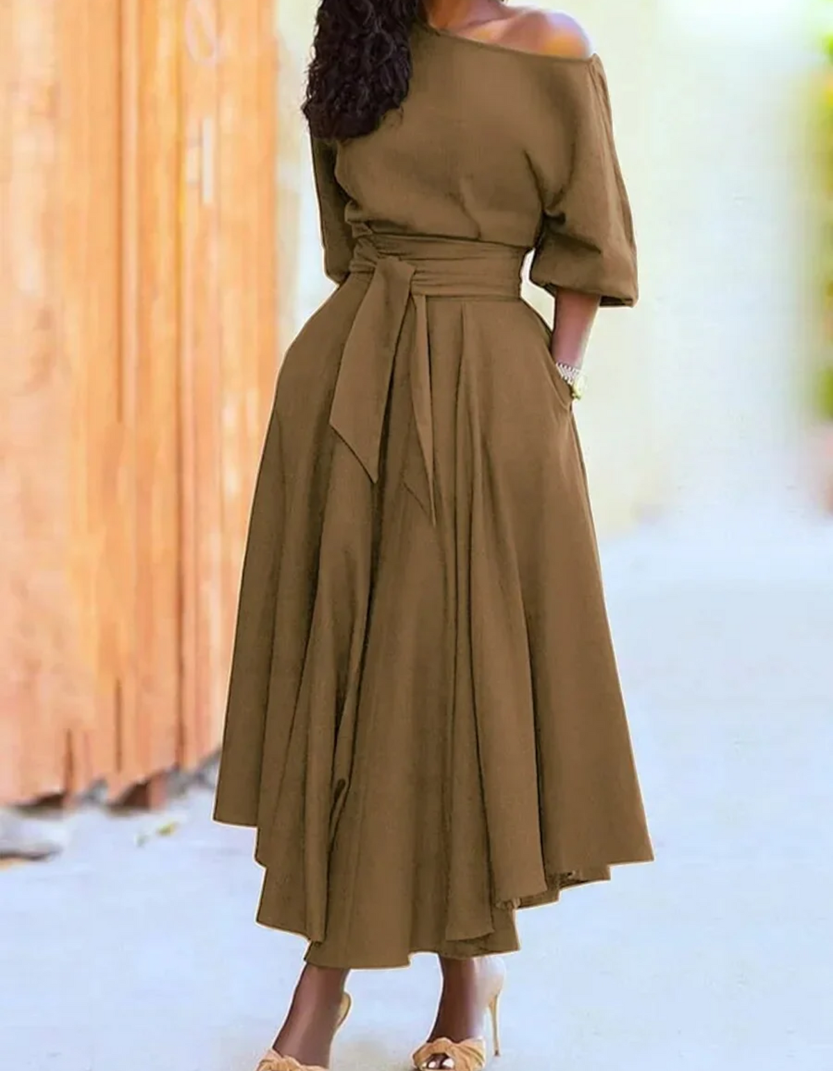 Nova | Women's Elegant V-Neck Slit Midi Dress