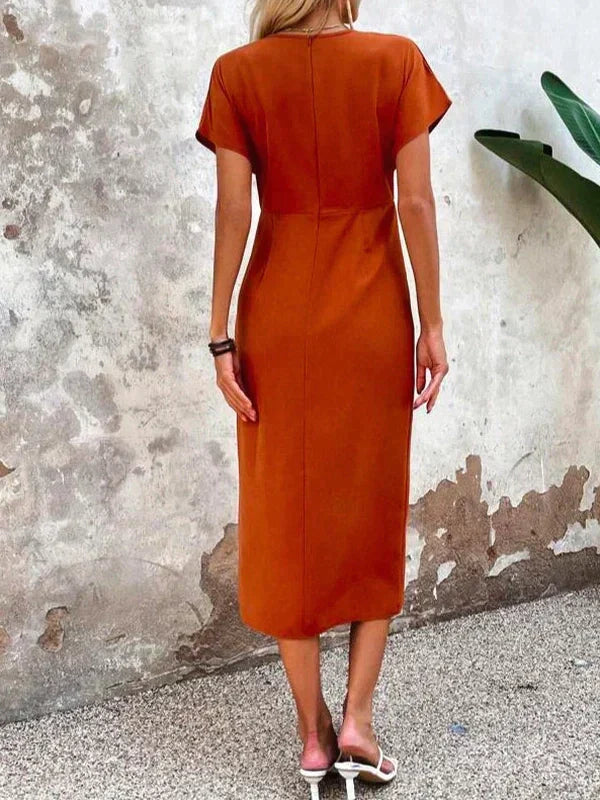 Veloria | Women's Elegant V-Neck Midi Dress