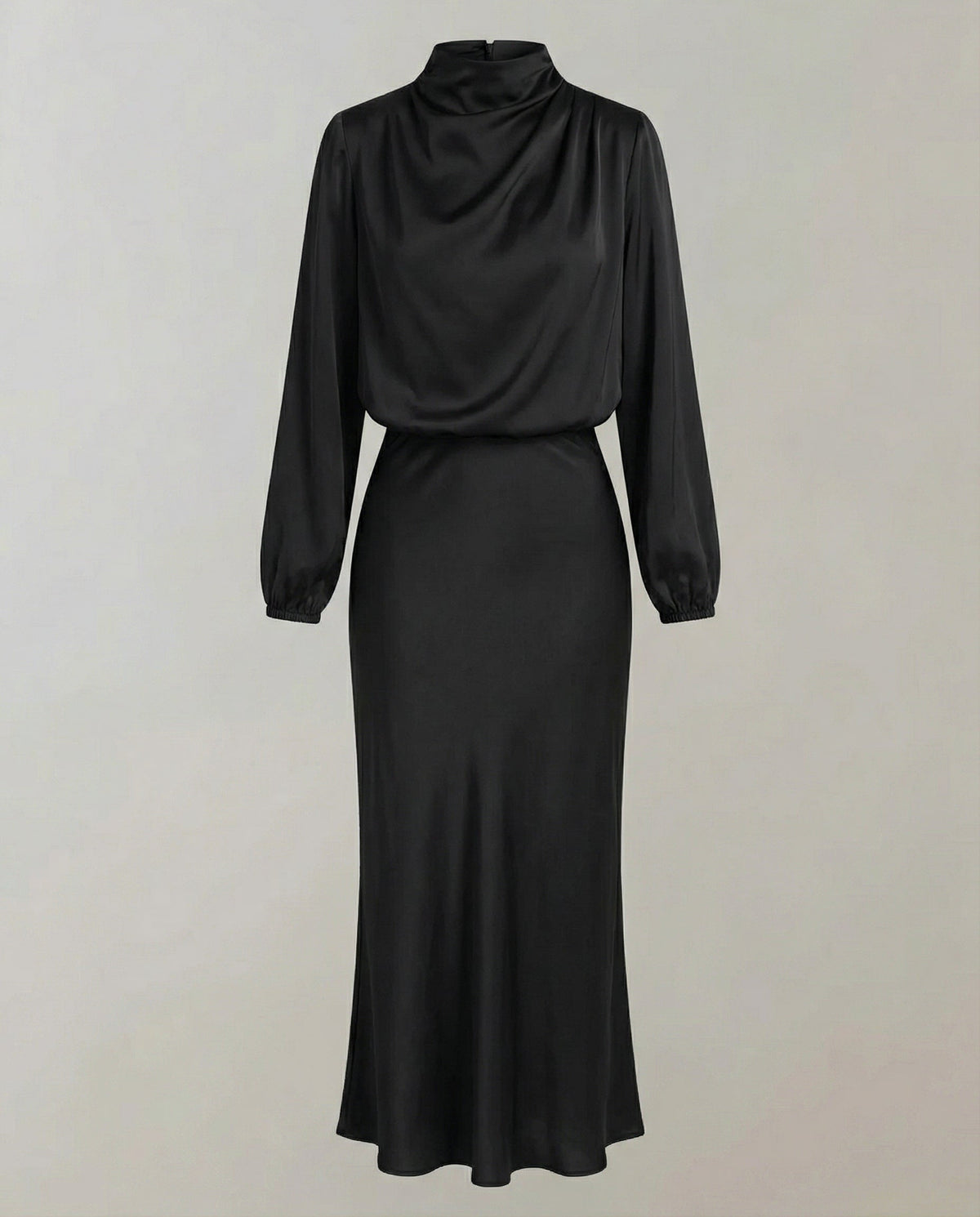 Zora | Elegant Luminous Long-Sleeve Satin Dress