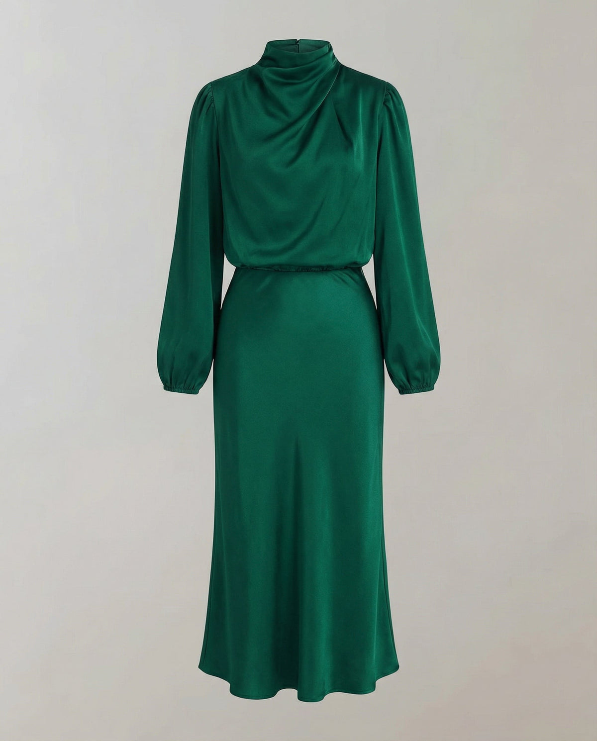 Zora | Elegant Luminous Long-Sleeve Satin Dress