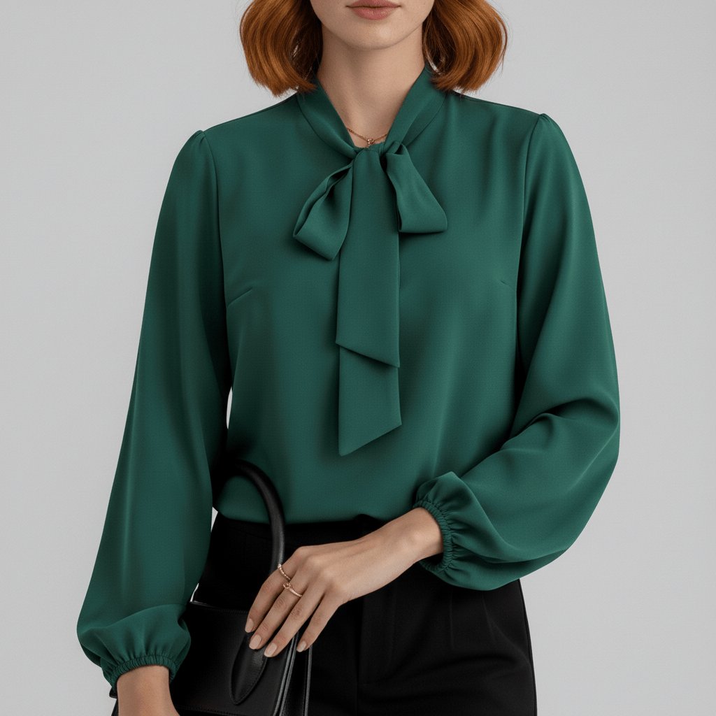 Aliza | Comfortable And Elegant Bow-Tie Long-Sleeve Blouse