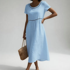 Rosemary cut-out trim midi dress in Light Blue