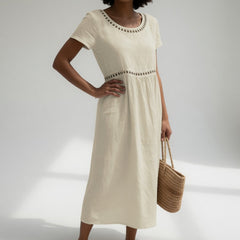 Rosemary cut-out trim midi dress in Cream