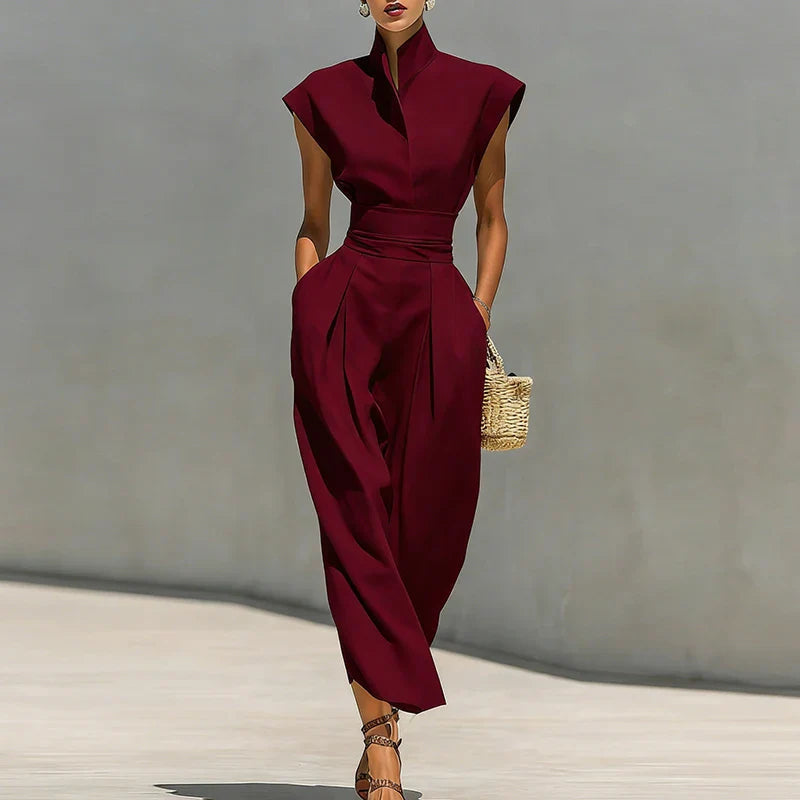 Delaney | Sophisticated And Tailored Mock-Neck Midi Dress