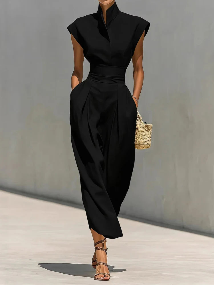 Delaney | Sophisticated And Tailored Mock-Neck Midi Dress