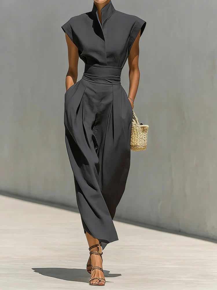 Delaney | Sophisticated And Tailored Mock-Neck Midi Dress