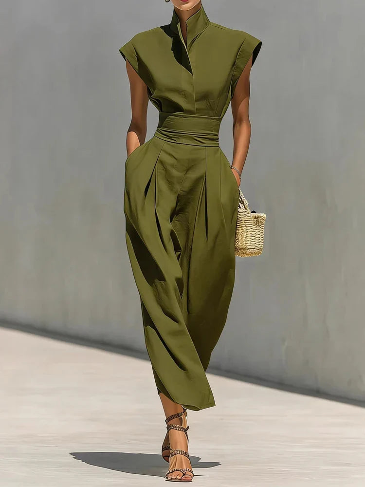 Delaney | Sophisticated And Tailored Mock-Neck Midi Dress