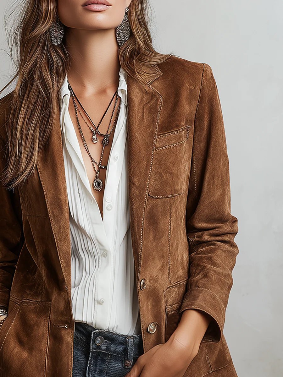 Aspyn | Sophisticated Faux Suede Single-Breasted Blazer