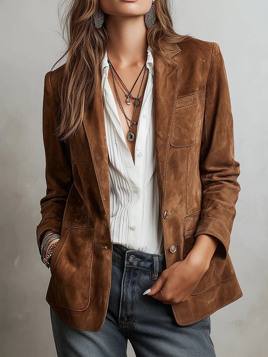 Aspyn | Sophisticated Faux Suede Single-Breasted Blazer