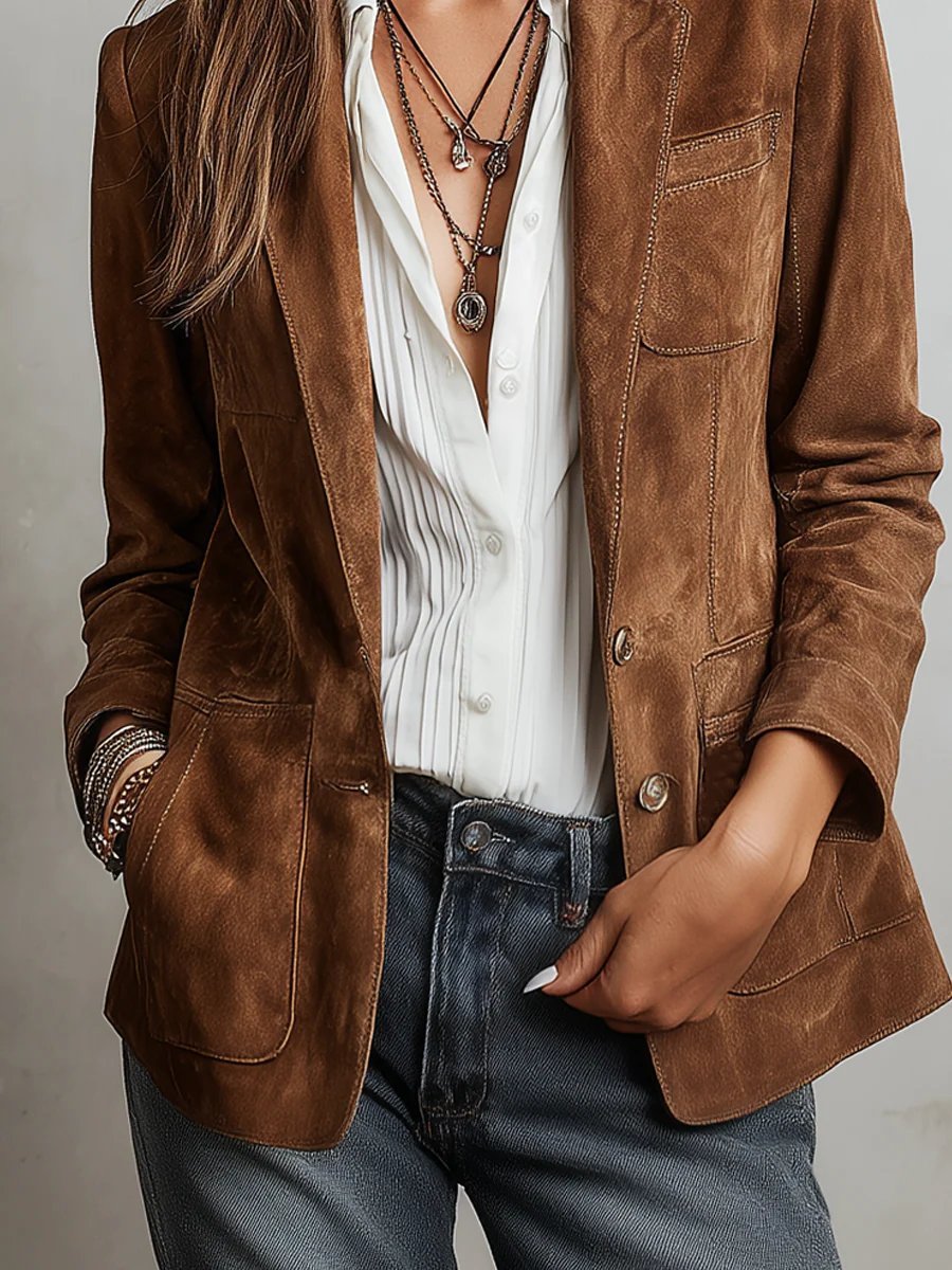 Aspyn | Sophisticated Faux Suede Single-Breasted Blazer