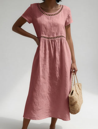 Rosemary cut-out trim midi dress in Pink