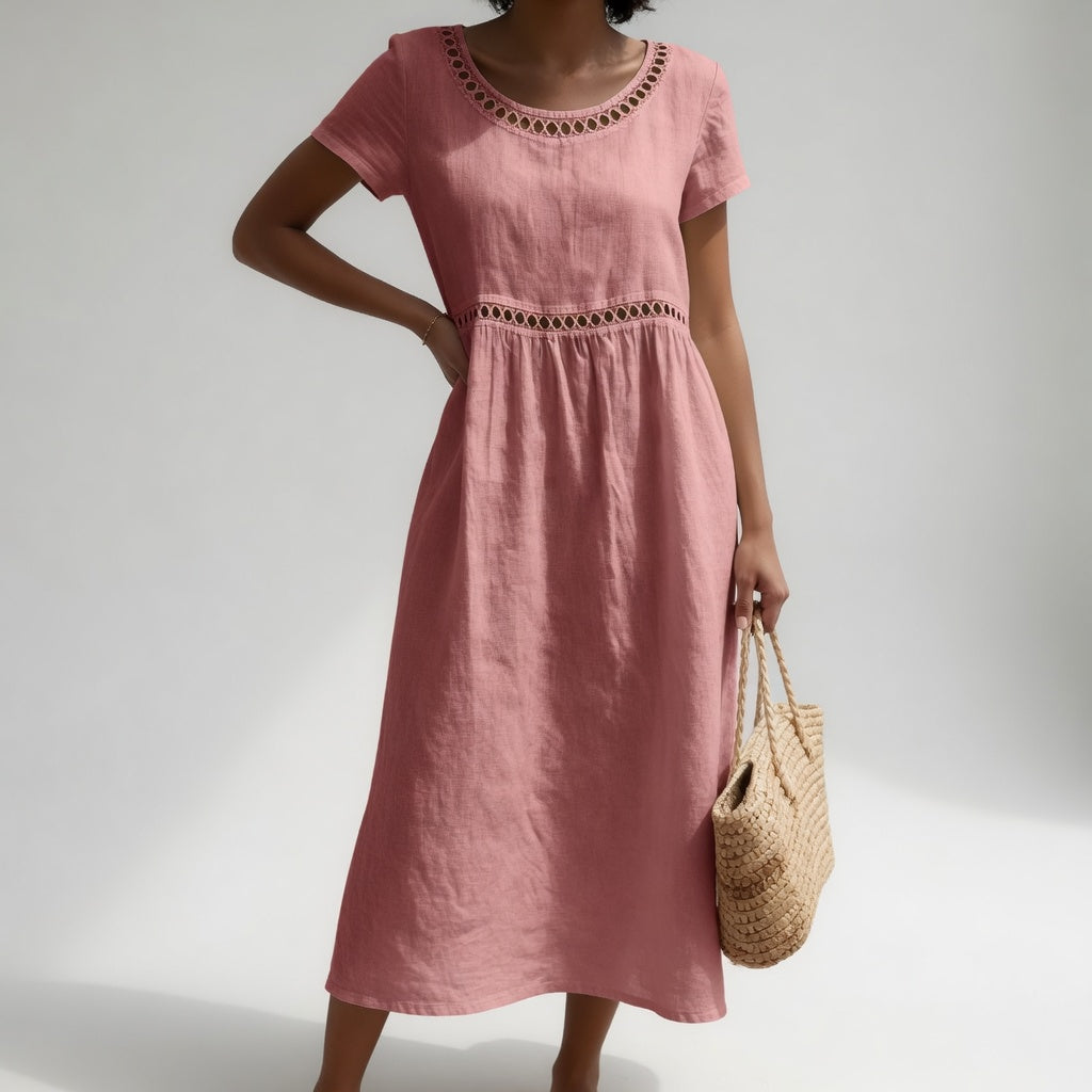 Rosemary cut-out trim midi dress in Pink