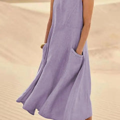 Tilly Sleeveless Pocket Maxi Dress in Lilac