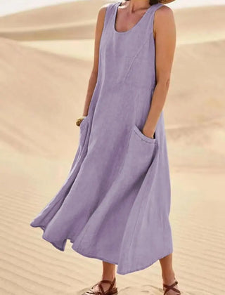 Tilly Sleeveless Pocket Maxi Dress in Lilac