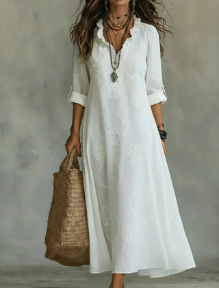 Verity tonal floral maxi dress in White