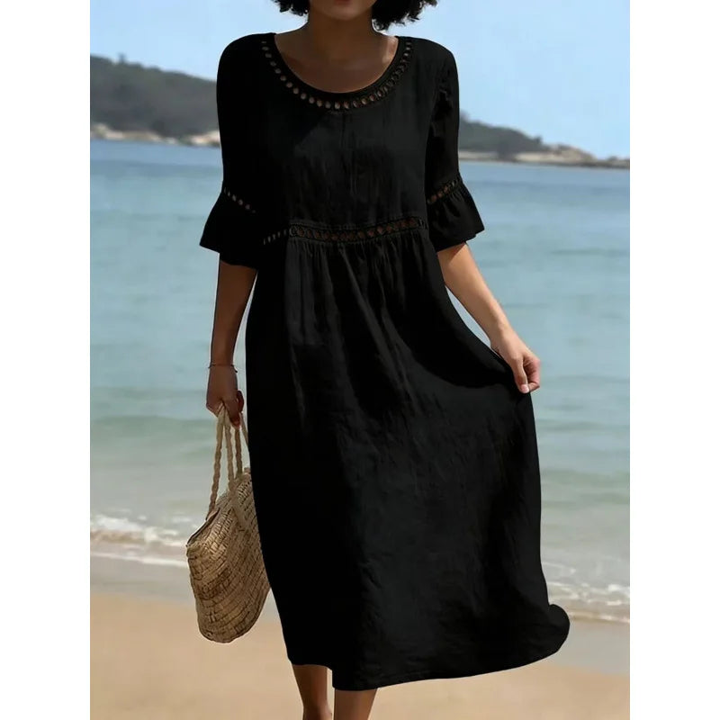 Coralie Cut-Out Trim Maxi Dress in Black
