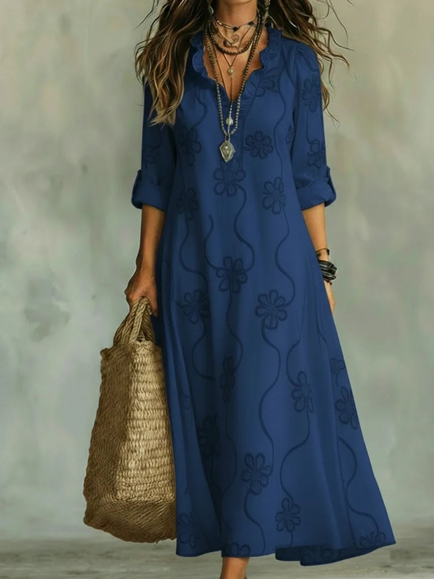 Verity tonal floral maxi dress in Navy