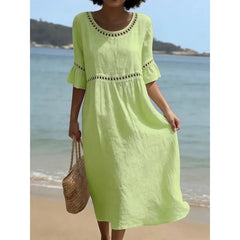 Coralie Cut-Out Trim Maxi Dress in Light Green