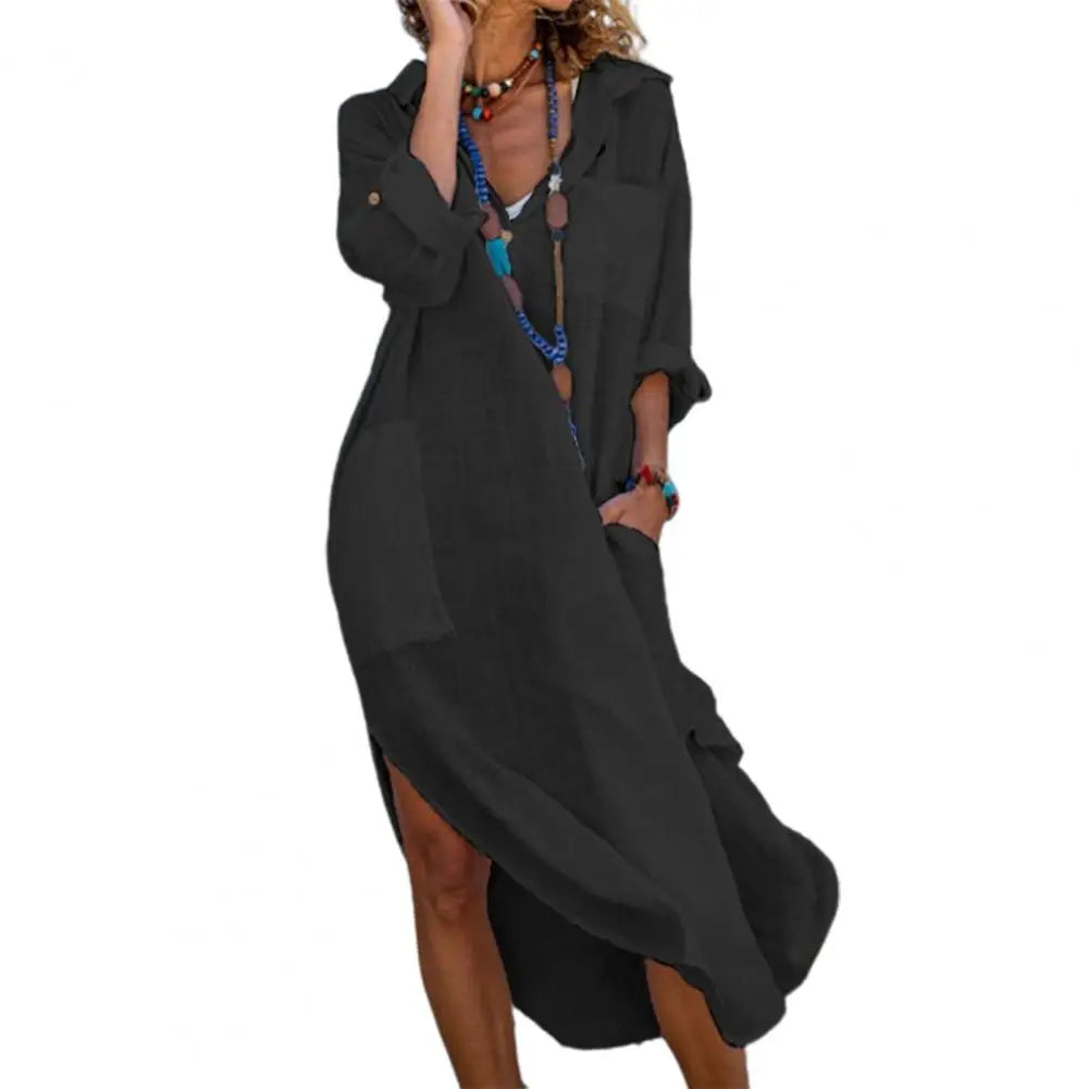 Imoge Relaxed Pocket Shirt Dress in Black