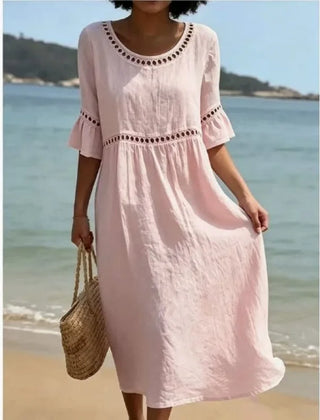 Coralie Cut-Out Trim Maxi Dress in Pink