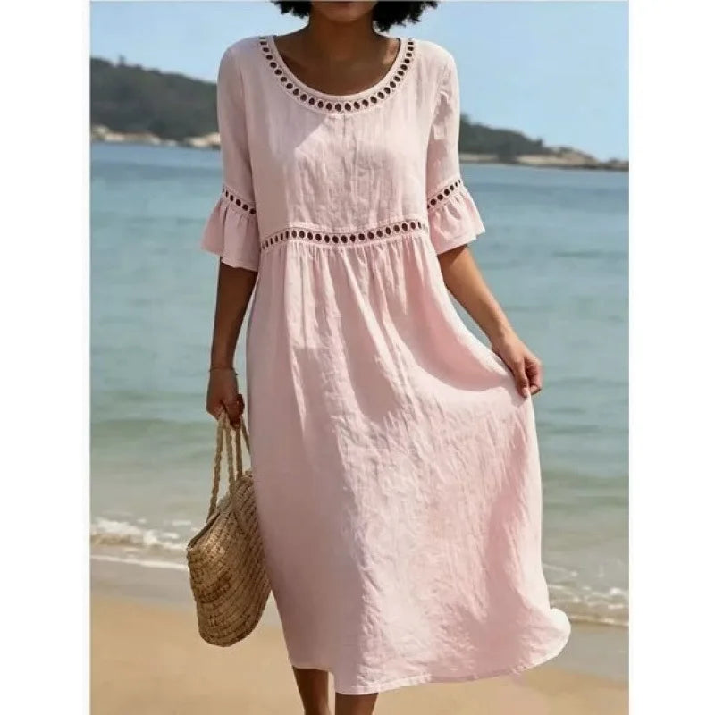 Coralie Cut-Out Trim Maxi Dress in Pink