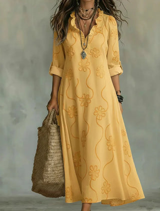 Verity tonal floral maxi dress in Yellow