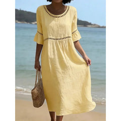 Coralie Cut-Out Trim Maxi Dress in Yellow