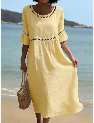 Coralie Cut-Out Trim Maxi Dress in Yellow