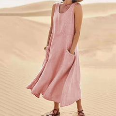 Tilly Sleeveless Pocket Maxi Dress in Pink